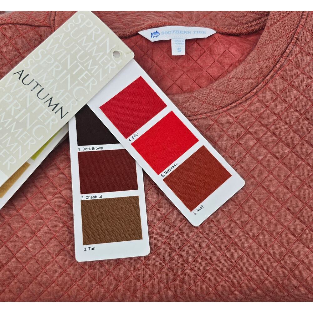 Southern Tide Milani Quilted Knit Dress Small‎ Rust Brick Long Sleeve Shift - Picture 5 of 7